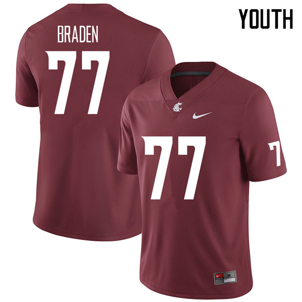 Youth #77 Beau Braden Washington State Cougars College Football Jerseys Sale-Crimson
